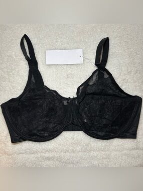 HSIA Enchanted Unlined Lace Underwire Bra 38DDD Black NWT